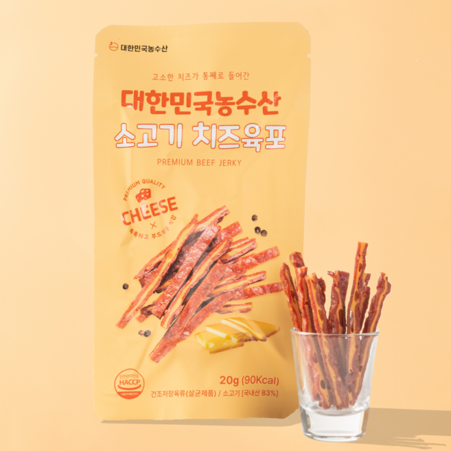 대한민국농수산 풍미깊은 숙성 소고기 치즈육포, 40개, 20g