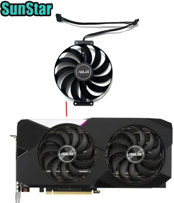 호환 7PIN 95mm FDC10U12S9-C 비디오 카드 냉각 팬 에이수스RTX 3070 3060 Ti V2 OC Edition 8GB, 02 FAN-A