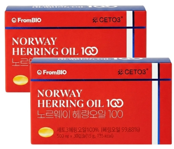 프롬바이오 노르웨이 헤링오일 100 500mgX30캡슐X2개, 2박스, 30정