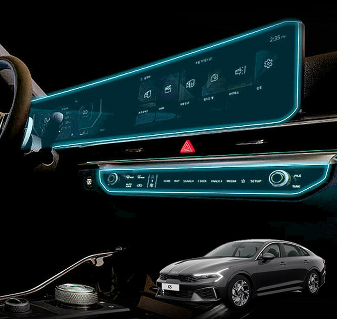 벤비아믹스 기아 더 뉴 K5 보호필름 디스플레이 공조기 세트 3세대 K5 강화필름 9H 00830, 1GB, K-5