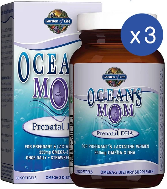 가든오브라이프 오션스 맘 프레나탈 DHA 오메가3 소프트젤 Garden of Life Oceans Mom Prenatal Fish Oil, 3개, 30정 - 쿠팡
