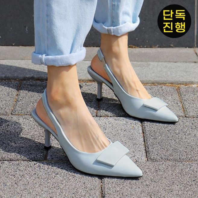 로퍼 구두 신발 바닐라슈 샤로츠 글로시 사각장식 슬링백힐(7cm)