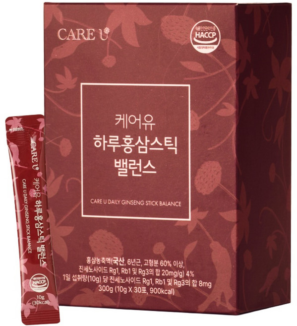 케어유 6년근 홍삼 스틱 진액 진세노사이드 30포, 30개