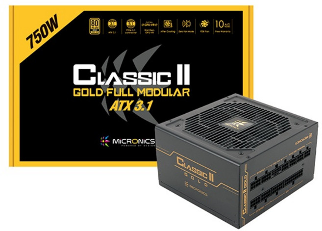 [마이크로닉스] Classic II 750W 80PLUS GOLD 230V EU 풀모듈러 ATX3.1 (PCIE5.1) (ATX/750W), 선택없음