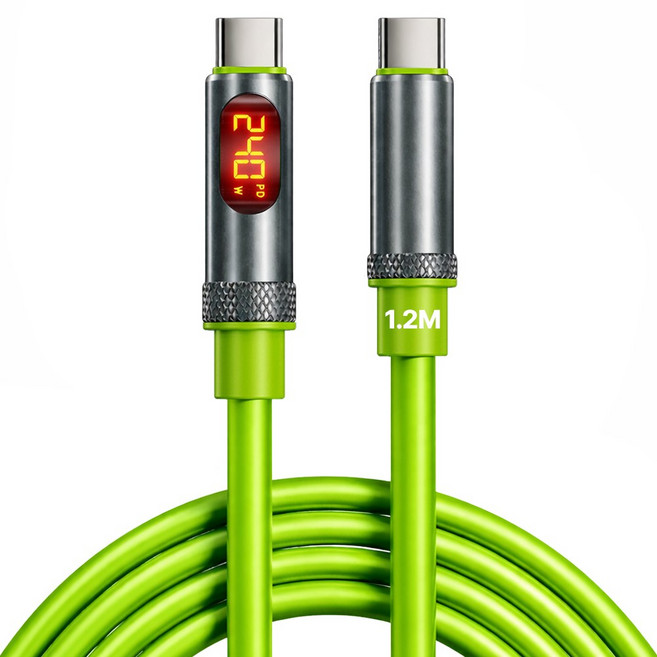 다트 C타입 240W 디스플레이 실리콘 초고속충전 케이블, 1개, 그린, 1.2m