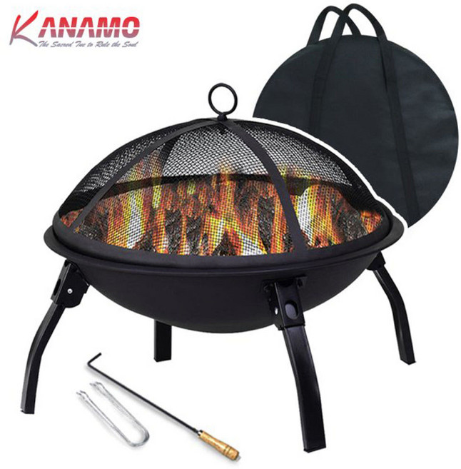 스파크스크린 원형 화로 중형 캠핑 불멍 화로대 장작 야외, 03.스파크스크린/접이식화로/블랙, 1개