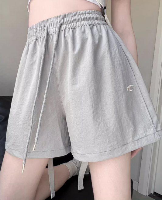 무니유유 여성 자수 바스락 쿨링 가벼운 포켓 A라인 밴딩 3부 반바지