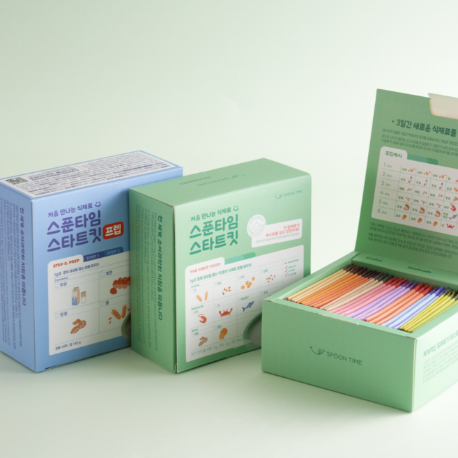 스푼타임 스타트킷 10종+4종 계란 땅콩 밀가루 우유 참깨 새우 조개 생선 초기 가루 이유식 알레르기 알러지 테스트, 4종 프렙 + 10종 초록 +포스터 2종, 1개