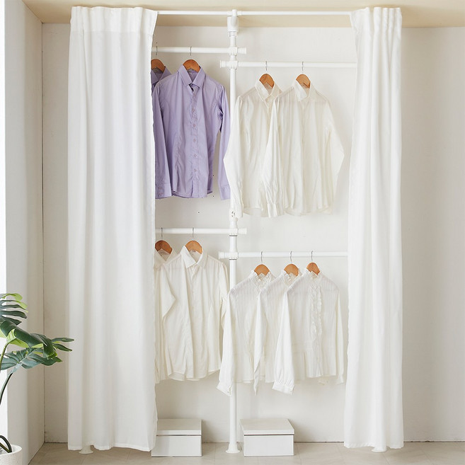 리빙스타 커튼형 4단 행거, 아이보리