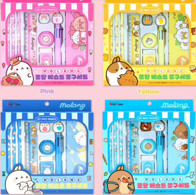 [iwoori] 6000몰랑 베스트 문구세트 필통 필기구 종합세트 최신버전, 블루계열, 1개