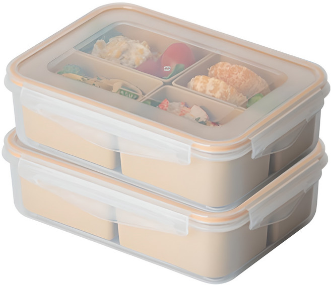 나누담 나눔 반찬통 밀프랩 4칸 밀폐용기, 1세트, 1.5L(2P)