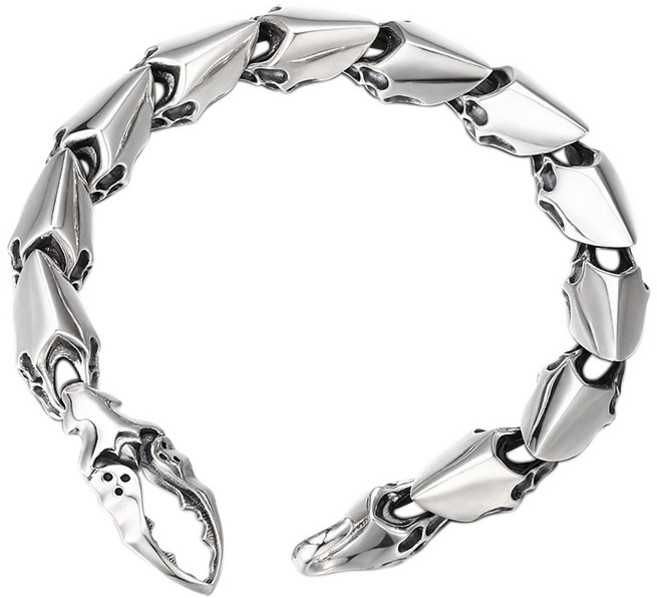 MINISHELL 순은 은 실버 925 팔찌 silver 남자 여자 체인 10mm 사슴벌레 입체 고리