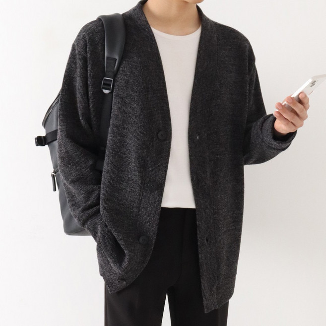 [당일발송] 로펀 오버핏 브이넥 무지 니트 가디건 빅사이즈 ZZBCD023