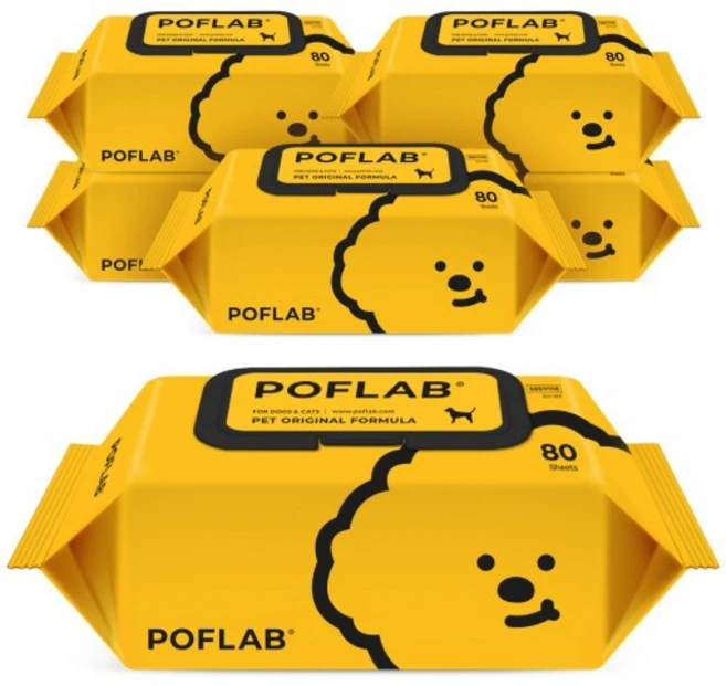 포프랩 도톰 엠보 저자극 중성 펫티슈, 80개입, 6개 - 쿠팡