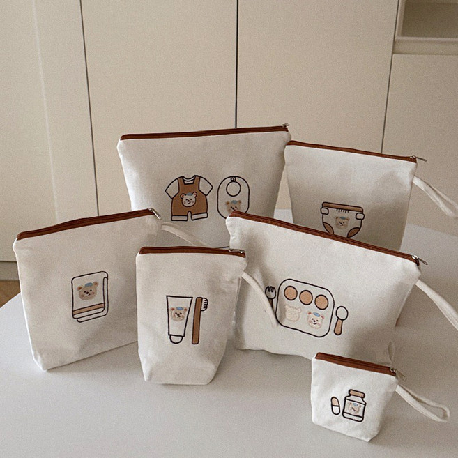 시월에인절 어린이집 준비물 방수 유치원 파우치, 곰돌이