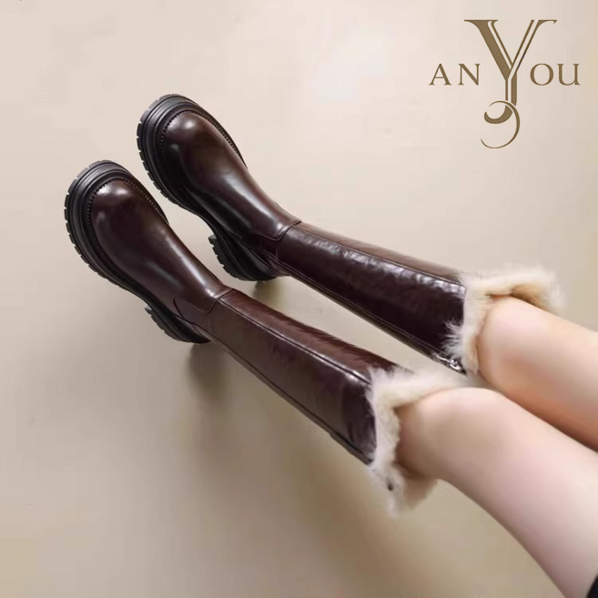 ANYOU 부츠 기모 보온 보송보송 롱부츠