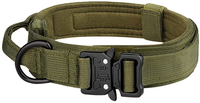 세오나 튼튼한 중형견 대형견 핸들 버클 목줄, 1개, 카키