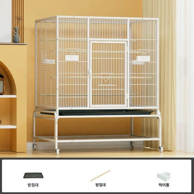 대형 새장 앵무새 조류 이동장 회색앵무 펜스 바퀴 앵무새집, 새장 대형, 1개, 흰색 96x64x124 있음 패키지 1