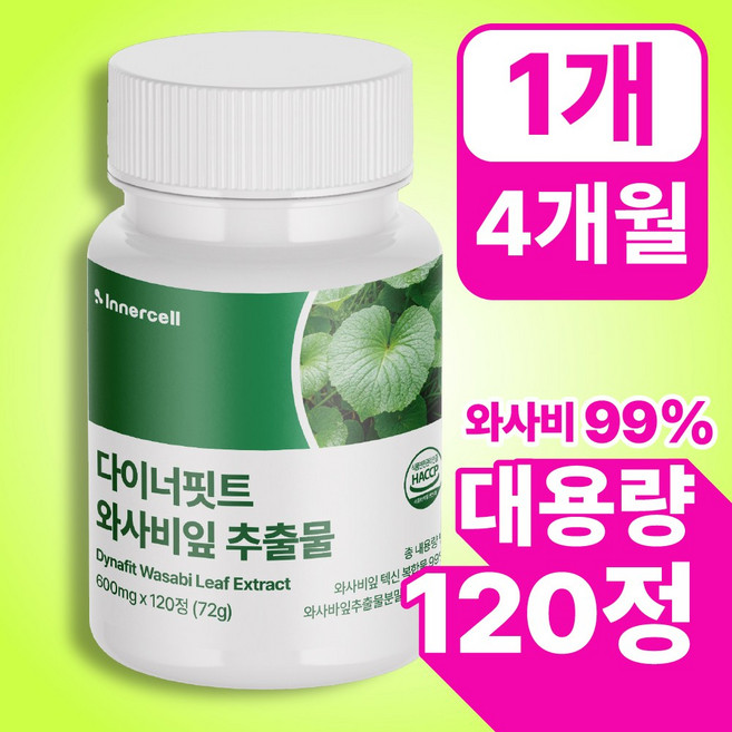 다이너핏트 와사비잎 추출물100% 정품 식약청인증, 1개, 120정