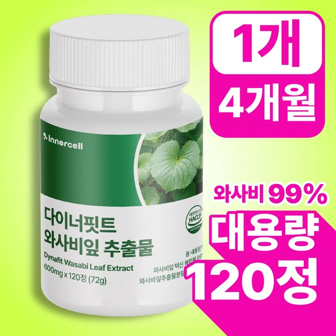 다이너핏트 와사비잎 추출물100% 정품 식약청인증, 1개, 120정 - 쿠팡