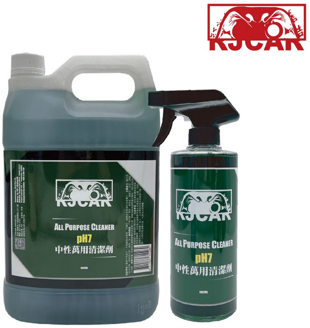 RJCAR pH7中性萬用清潔劑 500ml/1加侖 特斯拉內裝推薦使用, 1個, 500ml,科技海綿x3