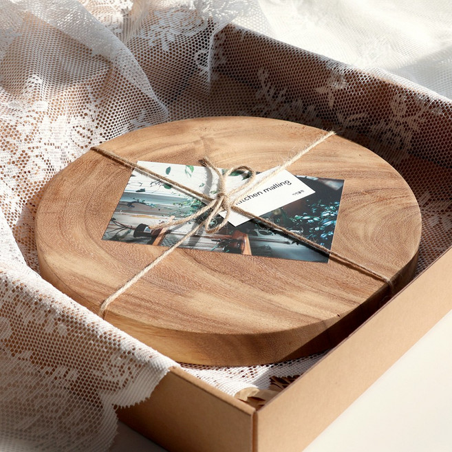 [오일키트증정+선물포장] 루드렛 레인트리 원목 원형 도마 2size 택1, 1개