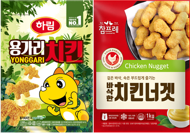 하림-용가리 치킨1kg+참프레-바삭한 치킨너겟1kg /DHA EPA 의 용가리+육계로만든 너겟, 1kg