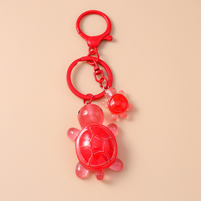 귀여운 행운의 거북이 동물 커플 키링 열쇠고리 커플템 우정템, 1개, 레드