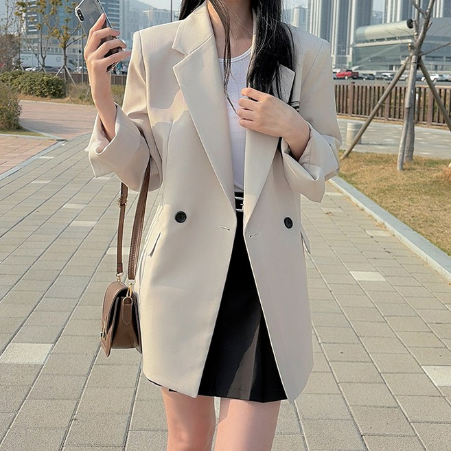 (국내 자체 제작) 세린 더블 원버튼 자켓