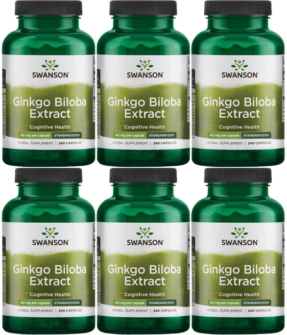 스완슨 은행나무 잎 추출물 60mg, 6팩, 240정 - 쿠팡