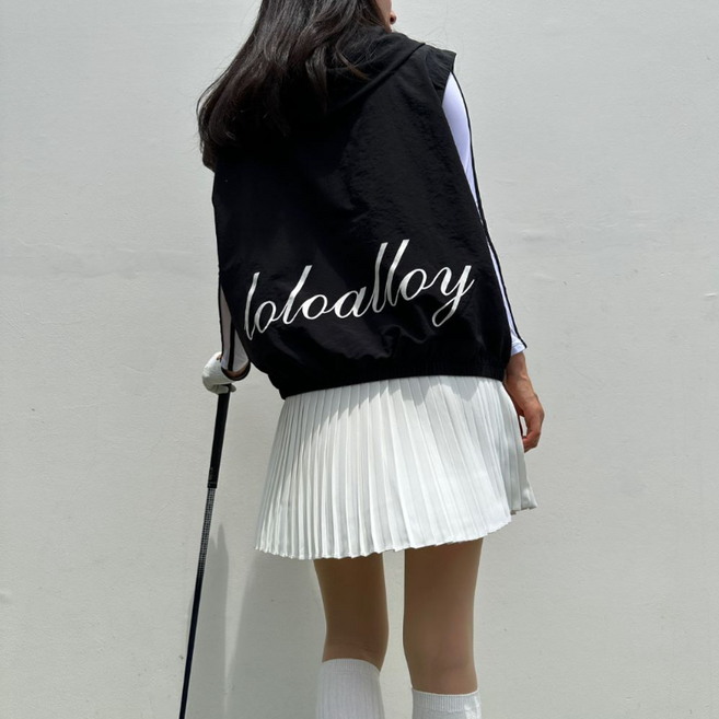 여성골프조끼 바람막이 릴렉스핏 후드집업 골프베스트 로로얼로이 여성골프웨어