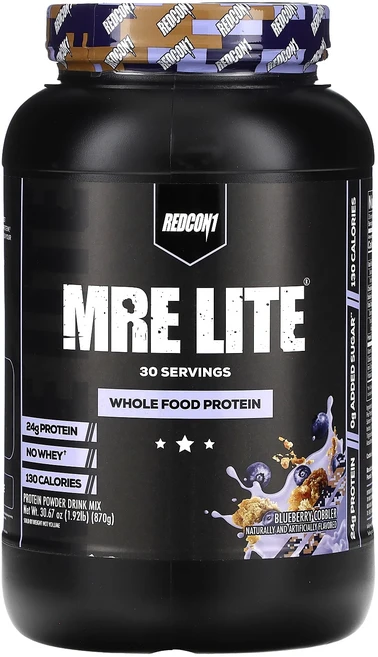 새해 건강을 선물하세요 Redcon1 MRE 라이트 천연 식품 단백질 블루베리 코블러 870g(1.92lb) 특별관리진행, Redcon1MRE라이트천연식품단백질블루베리코블러870, 870g, 1개 - 쿠팡