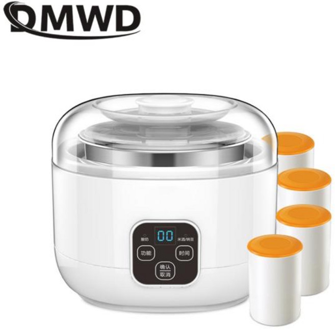 요거트 메이커 요구르트 요플레 제조기 쌀 와인 효소 나토 발효기 DMWD 스마트 전기 자동 발효 스테인레스 스틸 세라믹 라이너 4 개 1L