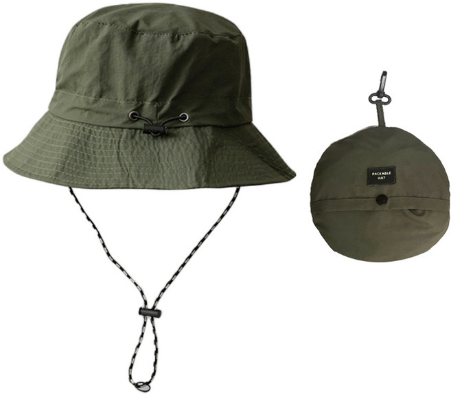 접이식 빅사이즈 포터블 대두모자 벙거지 햇빛가리개, 카키