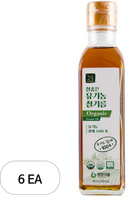 꼬손 청양식품 참좋은 유기농 참기름, 180ml, 6개