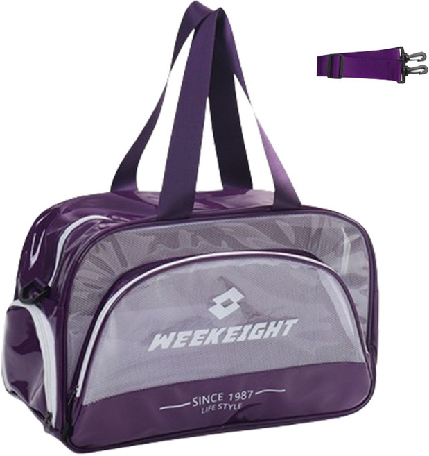 WEEK EIGHT 游泳收納包 防水乾濕分離包 獨立鞋倉 可拆卸肩帶, 復古紫(贈背帶)
