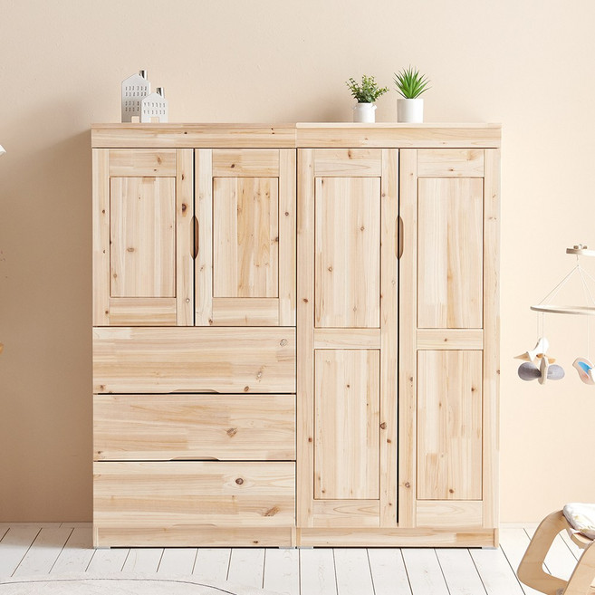 토마스 삼나무원목 베이비 옷장+3단서랍 옷장 세트, 단품