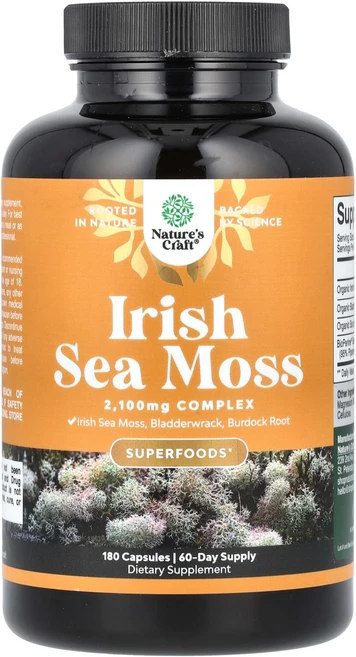 행복하고 건강하게 Nature's Craft 아이리쉬 바다 이끼 캡슐 180정 백년회로하세요, NaturesCraft아이리쉬바다이끼캡슐180정, 1개 - 쿠팡