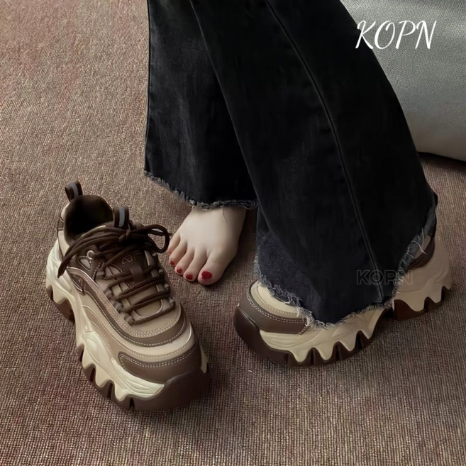 KOPN 봄 아버지 신발 여자 두꺼운 바닥 송편 캐주얼 운동화