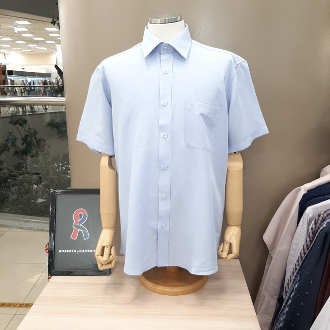 로베르따 남성셔츠반팔 솔리드클래식 기능성 아이스실크느낌 터치감 촉감가볍고시원하다