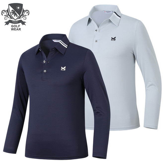 몽크로스 남자 여름 냉감 카라티 긴팔 골프웨어 남성 아이스 쿨링 스판 기능성 골프 티셔츠 MC