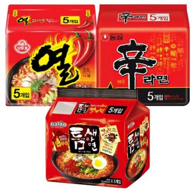 열라면5개+신라면5개+틈새라면5개, 1세트