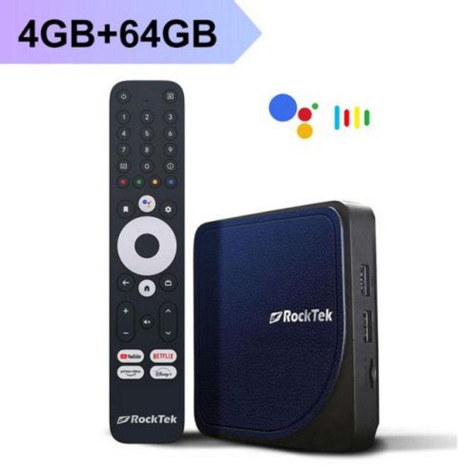 셋탑박스 RockTek G2 4K TV 박스 안드로이드 11 ATV 스트림 넷플릭스 구글 인증 Amlogic S905X4-K 미디어 플레이어 DTS 돌비 오디오 비전 ATMOS, 1) 미국 플러그 - 4G64G, 1개