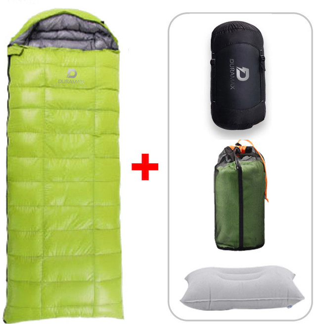 듀라맥스 침낭 사각형 동계 구스 침낭 입체봉제 캠핑 이불 백패킹 차박 망사 커버포함, 1개, 그린, 2000g