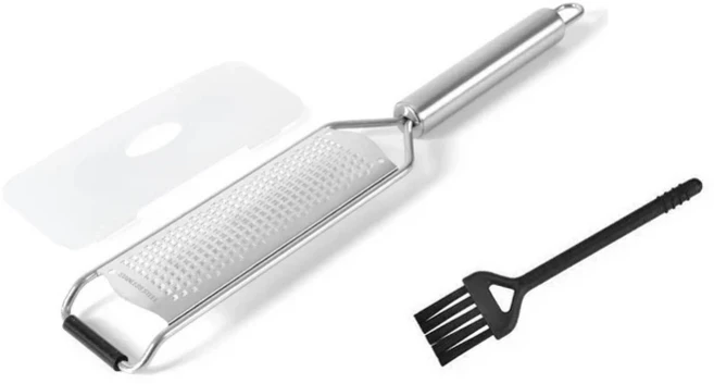 커버와 브러시 튜브 핸들이있는 스테인레스 스틸 치즈 강판 레몬 강판 슈레더 버터 초콜릿 치즈 슬라이서, 01 빠른, 01 Cheese Grater