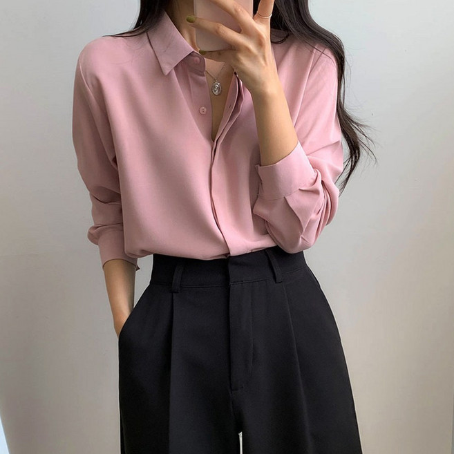 재구매최고 / 3만장돌파 데일리 링클프리 히든버튼 긴팔 블라우스 IT7810