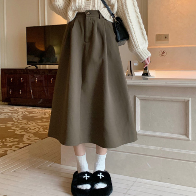 K11-7 로델더 빅사이즈여성의류 봄가을 허리밴드 A라인 스커트 M~4XL