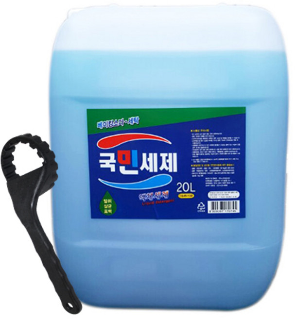 국민세제 액체세제 20L 대용량 진한겔타입 세탁세제+말통 오프너, 1세트