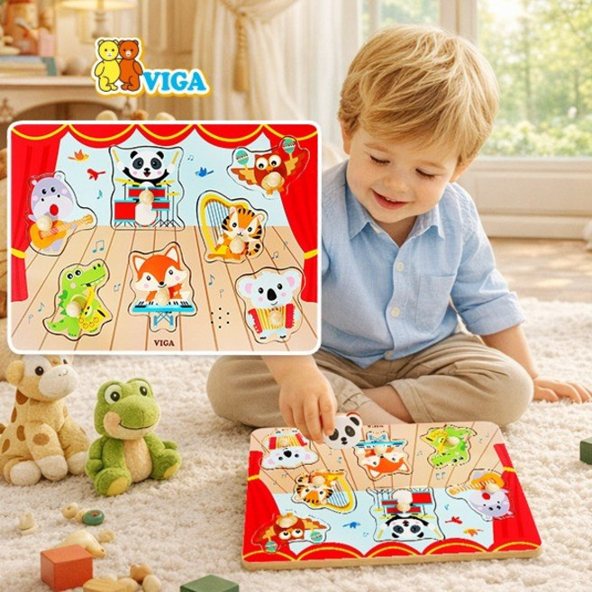 [VIGA] 사운드 원목 꼭지 퍼즐 - 뮤직 콘서트, 7피스, 1개