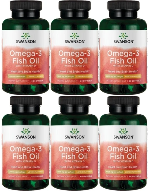 스완슨 오메가3 피쉬오일 1000mg, 6팩, 60정 - 쿠팡